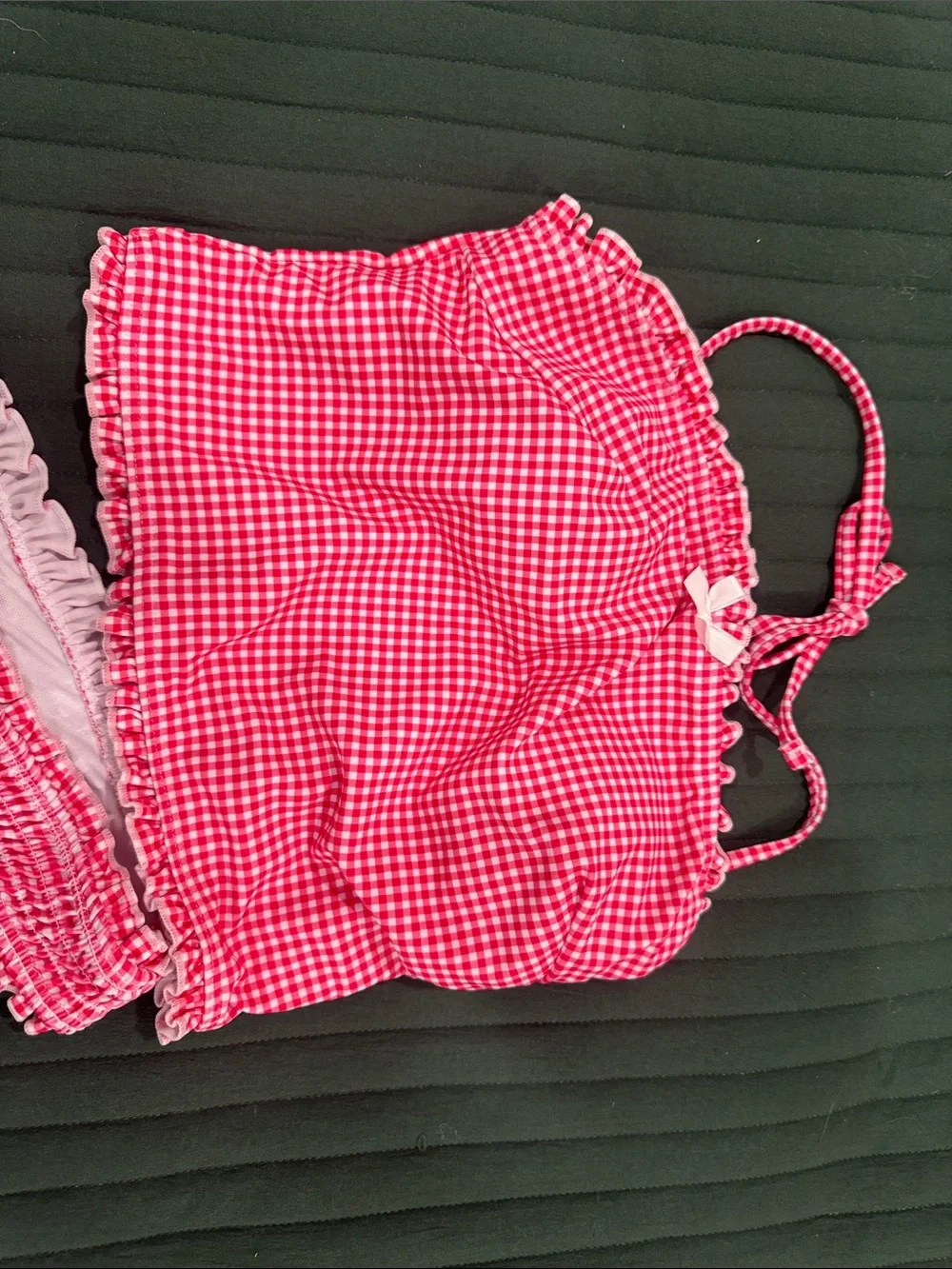 SHEIN Red and White Gingham Ruffle Bikini Set small - Picture 5 of 5